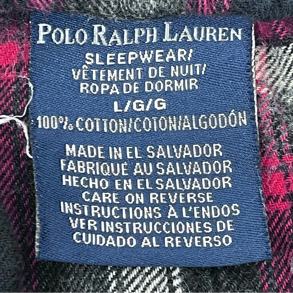 Polo Ralph Lauren 100% Cotton Plaid Drawstring Lounge Pants Size L; Sleepwear